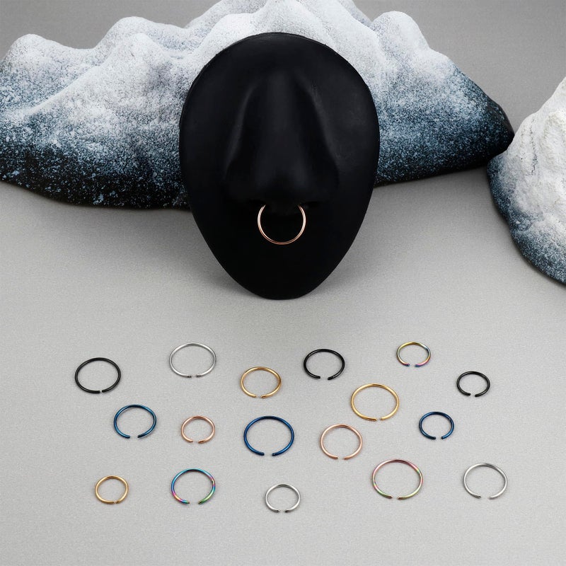LOYALLOOK 18-24Pcs 20G 316L Stainless Steel Nose Ring Hoop Cartilage Hoop Septum Piercing 6-12mm - Image 5
